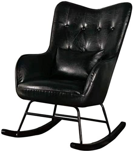 TAIYUESHAN Schaukelstuhl, nordischer Schaukelstuhl, Sofastuhl, Wohnzimmer-Schaukelstuhl, fröhlicher Schlafzimmerbalkon, Freizeit-Lazy-Stuhl (schwarz)