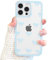 EYZUTAK Case for iPhone 11 Pro Max, Clear Cute Ribbon Bowknot Pattern Aesthetic Transparent Phone Case Raised Camera Protection Stylish Slim Soft Durable TPU Protective Cover for Women Girls - Blue