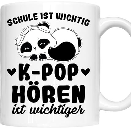 K-pop Tasse | Schule ist wichtig K-pop hören ist wichtiger | K-pop Geschenk k-pop Merch Tasse K-pop Kaffeebecher lustig