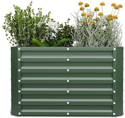 blumfeldt High Grow Straight Hochbeet, 600 L Gartenbeet aus Galvalume-Stahl für Blumen, Kräuter & Gemüse – Rostbeständiges Metall-Design Mit Offener Bodenstruktur & Einfachem Aufbau