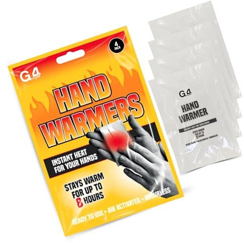 G4GADGET Hand Warmers - 4 Pack - Air Activated Heat Pads - Instant Warmth for Hands - Long-Lasting Natural Heat - Pocket Heaters for Winter Sports, Outdoor Activities & More