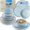 SÄNGER Rio Lagune | Tafelservice 18 teilig, Steingut Geschirr Set 6 Personen, 6x Speiseteller 6x Dessertteller 6x Schalen Geschirrset und Schale blau | VALUE COLLECTION