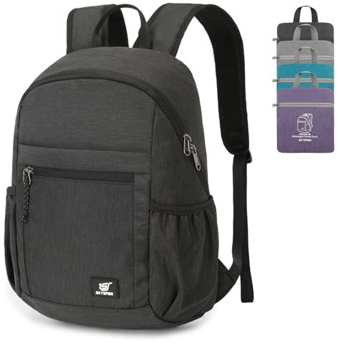 SKYSPER Faltbarer Rucksack Mit RFID-Schutz 18L, Klein Tagesrucksäcke Anti-Diebstahl Wanderrucksack Faltrucksack Leicht Faltbar Daypack für Wandern Reisen