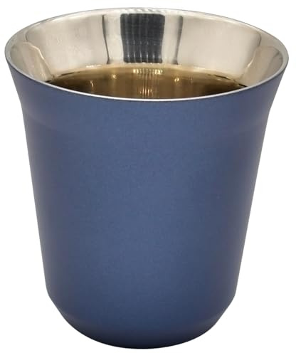 zoohot Espressotasse aus Edelstahl, doppelwandig, 160 ml, Dunkelblau