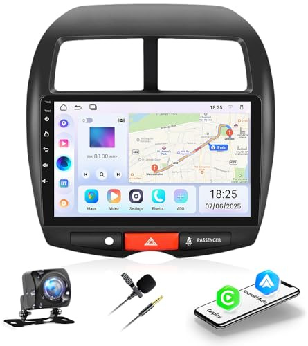 2+64G Android 14 Autoradio für Mitsubishi ASX 2010-2017, 10 Zoll Bildschirm with Carplay Android Auto 2 Din Radio for Peugeot 4008 2012 Stereo Bluetooth GPS Navi FM RDS WiFi AHD Rückfahrkamera