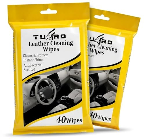 4‑in‑1 Multi‑Purpose Leather Cleaning Wipes | Removes Dirt & Grime | Car, Furniture, Sofas, Jackets, Bags, Shoes & More | Detailer, Protector & Antibacterial Wipes (80 Wipes in 2 Packs)