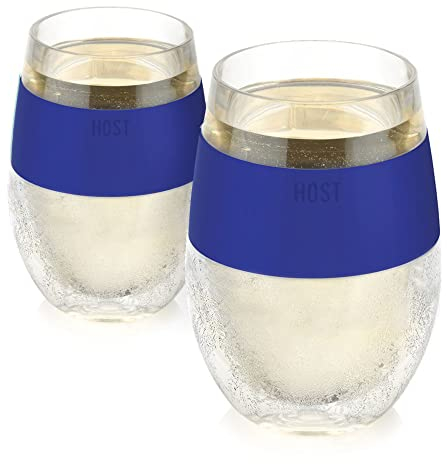HOST Wine Freeze Cooling Cups in Blue (Set of 2), 2 Count (Pack of 1)