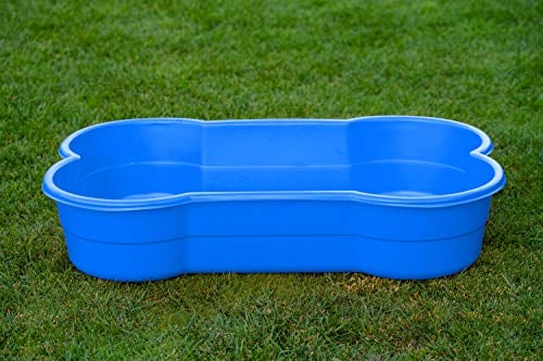 DogsLand Hundepool für große Hunde, 120cm x 25cm x 80cm, Blau, Grosser Hundepool XXL in Knochenform, Planschbecken fur Garten u. Balkon, Unzerstörbar, stabil u. Kratzfest,