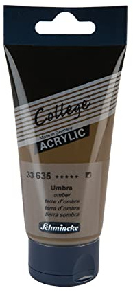 Schmincke - College Acrylic, Umbra in 75 ml-Tube, 33635013, Acrylfarbe mit Künstler-Pigmenten in hoher Konzentration, deckend und lasierend, lichtecht, seidenmatt