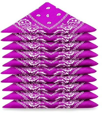 Karl Loven Bandanas 5er Pack 100% Baumwolle Paisley Halstuch Kopf Hals Schal (5er Pack, Lila)
