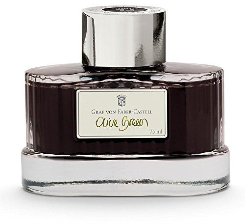 Graf von Faber-Castell 141015 - Tintenglas Olive Green, 75 ml, dokumentenechte Tinte im edlen Tintenfass