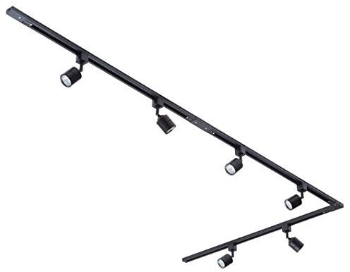 Litecraft Kitchen Track Light with Soho Fixture & GU10 LED Bulbs - (Black, 3M L-Shape Long 6 Light)