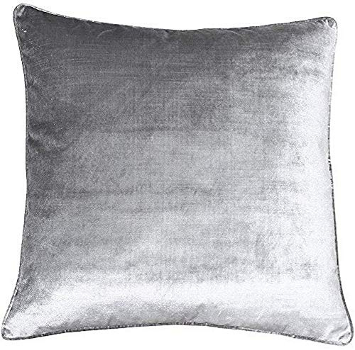 Riva Paoletti Luxe Velvet Feather Filled Cushion - Silver Grey - Soft Velvet Feel Fabric - Reversible - Hidden Zip Closure - Machine Washable - 100% Polyester Case - 55 x 55cm (22 x 22 inches)