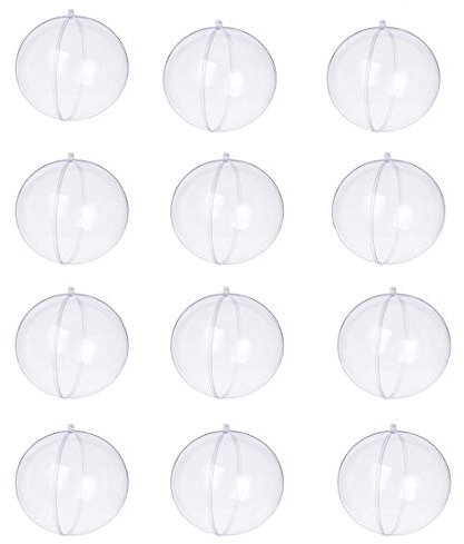 Yeelan Klar Kunststoff Acryl Fillable Transparent Ball Ornament Kugel Kugel für Hochzeit Weihnachten Home Decor (50mm, Set 12 Stücke)