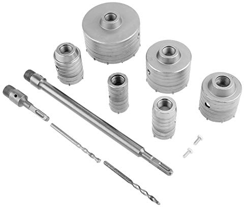 Trépan Béton, 10pcs Scie Trépan Béton en Carbure de Tungstène Couronne Scie Trépan Carotteuse à Sec, Diamètre 35mm 40mm 50mm 65mm 80mm 110mm