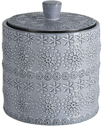 Spirella Kollektion Relief, Behälter Ø9,3x11 cm (0,42 l), Porzellan, Grau, (0.42 l)