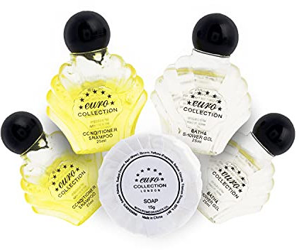 Conditioning Shampoo Clean Dandruff Shampoo Shower Gel Body Wash for Normal Dry Sensitive Skin Travel Soaps Small Bath Soap Euro 25 mil Shell Bottles 15gm Soap for Hotels B&B Pack of 1200 (400 Each)