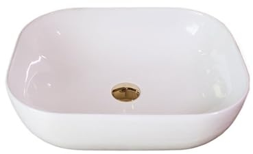 Durable Lavabo sobre encimera de cerámica con borde fino 50x40x15cm, lavabo baño, porcelana Blanco Simple sin accesorios Fácil de limpiar
