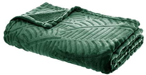 Plaid Feuilles - Flanelle - Vert - 125x150 cm - Atmosphera créateur d'intérieur