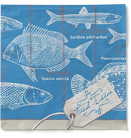 Mank Servietten aus Tissue 40 x 40 cm | 1/4 Falz Dinner Serviette | hochwertige Einmal-Serviette | 100 Stück | Fisch-Essen