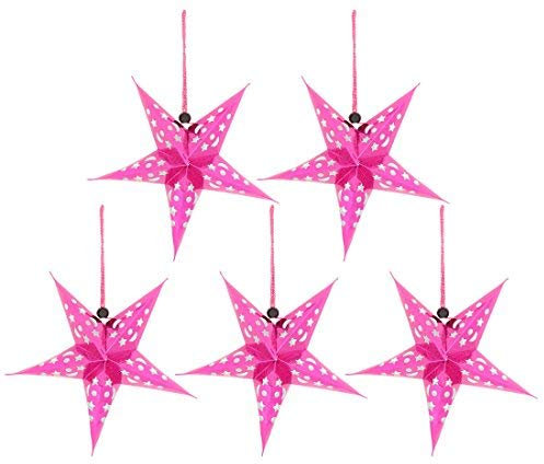 N/A Navidad Día Estrella Diseñado Bricolaje Artesanía Puerta Árbol Colgante Decoración 5 Piezas Fucsia