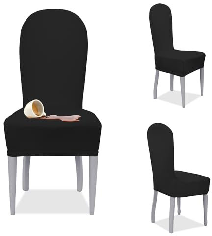 Banzaii - Housse de Chaise Anti-Taches – Housse de Chaise avec Dossier Rond - 4 pièces Noir, Fabriqué en Italie