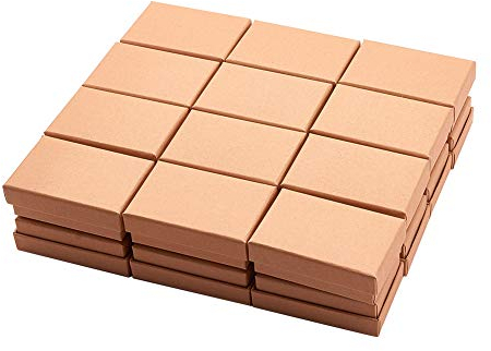 Craftdady 24 Packungen Schmuckschachteln für Halsketten, Ringe, Kraftpapier, Braun, rechteckig, kleine Geschenkbox für Ringe, Halsketten, Verpackung, Hochzeit, Party, Geburtstage, Geschenkbox, 8 x 5 x