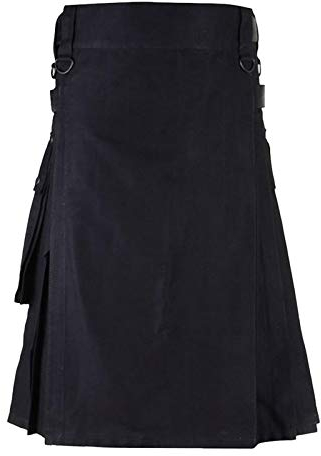 Kilt Rock Neue Männer Verstellbare Taille Casual Rock Hose Solid Plaid Punk Hip-Avantgarde Herren Mode Schottland Hosen Scottish Kilt L Schwarz