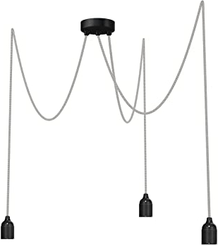 Relight Pendelleuchte 3-flammig Kraken (höhenverstellbar), E27 Lampenfassungen aus Bakelit, 3x 5 Meter Textilkabel Creme-Weiß