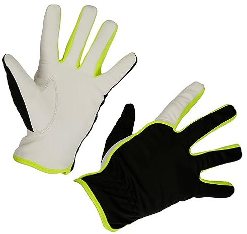 Kerbl works 1 Paar Handschuh Pan, Arbeitshandschuh, 11/XXL, unisex, schwarz, chromfrei gegerbtes Ziegennappaleder, Polyester, Nylon, Bau, Montage