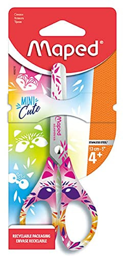 Maped - Schul- und Bastel-Schere MINI CUTE 13 cm, abgerundete Klingen - zufällige Farbauswahl, 464216