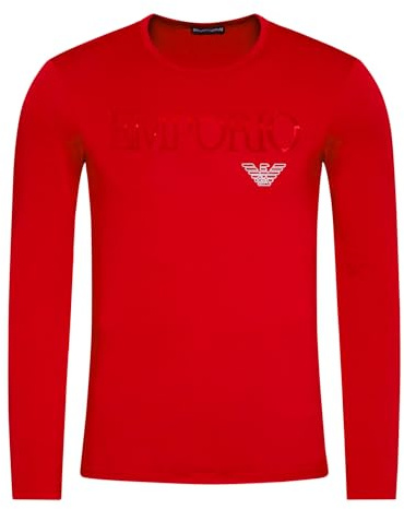 Emporio Armani Herren-T-Shirt 111653 CC716, Langarm-T-Shirt, Rundhalsausschnitt, rot, Medium