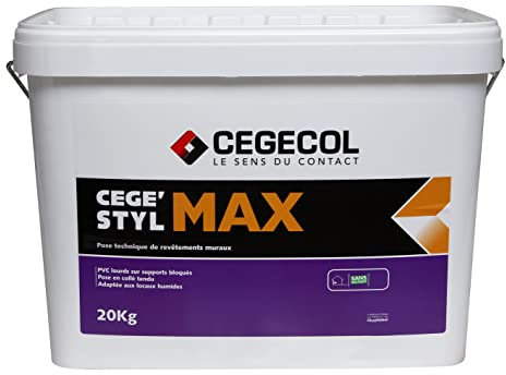 CEGECOL SIKA - Colle acrylique pour usage intérieur - CEGE'STYL MAX - Collage de revêtements muraux plastiques - Idéal collage en pièces humides - Seau de 20 kg