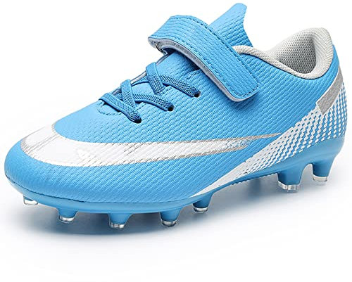 ASOCO DREAM Zapatillas de Fútbol Niño Calzado de Fútbol Spike Aire Libre Zapatos de Deporte Adolescentes Atletismo Training Botas de Fútbol,Azul,38 EU