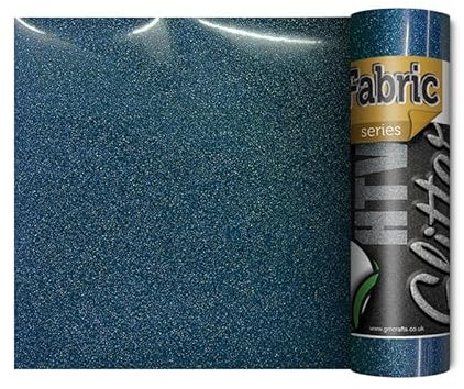 Cricut Joy Compatible Glitter Iron On Vinyl | Brilliant & Sparkling Heat Transfer Vinyl for Use On Fabrics | Shimmering Effect | Available in A Large Variety of Colours (Navy Blue)