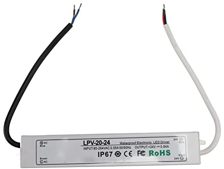 LED-Stromversorgungstransformator, 24-V-Ausgang, Verhindert Interferenzen, Wasserdichter LED-Treiber für Lampe für Überwachungskamera (LPV-20W-24V 0,84A)