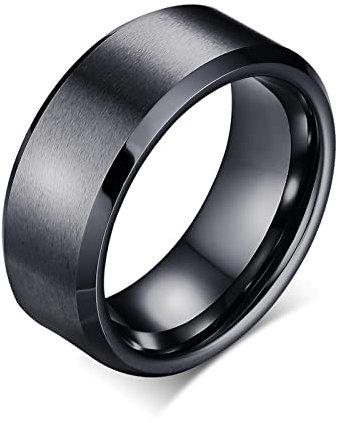 ANAZOZ Wolframringe Für Trauung Herren, Frauen Ring Mit Gravur Eheringe größe 65 Schwarzer Gebürsteter Ring Breit 8mm
