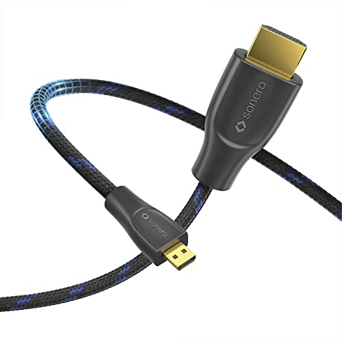 Sonero® câble Premium High Speed Micro HDMI vers HDMI 4K, fiche Micro HDMI D vers fiche HDMI A, contacts plaqués Or, double blindage, gaine textile, 0.50m
