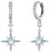 Mondstein Creolen Ohrringe 925 Sterling Silber Stern Ohrringe Mondstein Tropfen Ohrringe Achtzackiger Stern Hänge Ohrringe Regenbogen Schmuck für Mädchen Mutter Damen