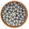 Round Rattan Tray with Mother of Pearl Inlay, Rattan Serving Tray with Wooden Base, Decorative Wicker Basket for Table Decor, Storage and Display of Coffee Bread Food Fruit (Plume)