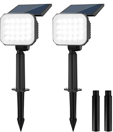 NATPOW Gartenstrahler Solar, Solarleuchte Garten Solarlampe Solarstrahler Außen,IP65 wasserdichte, 6000K Gartenbeleuchtung solar Außenwandleuchte für Patio Pathway Yard Garden(2 Stück)