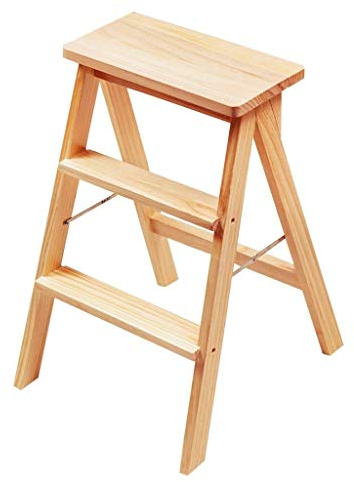 Tritthocker mit 3 Stufen, zusammenklappbare Holzleiter, Dachboden, Küche, Büro, Treppenhocker, Stuhl, Aufbewahrungsregal, aufsteigende Trittleiter