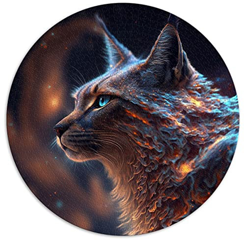 Puzzles für Erwachsene1000 Teile Tier Luchs Runde Puzzles, für Erwachsene und Kinder, Papppuzzles Lustiges Geschenk (Größe 67,5 x 67,5 cm)