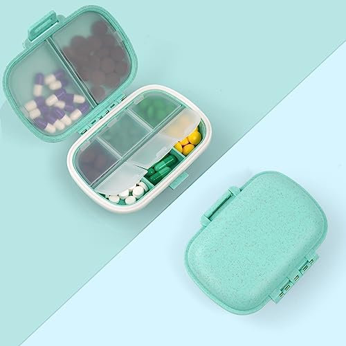 ACWOO Pastillero Caja, Caja de Pastillas con 8 Compartimentos, Pastillero Portátiles de Viaje, Pastillero Diario Bolsillo, Pastillero Semanal, Para Medicamentos y Vitaminas (Lago Azul)