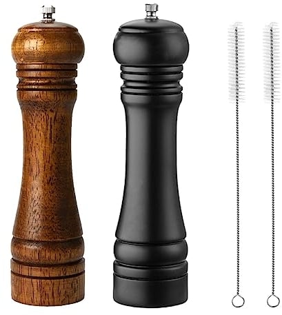 BINHAI Molino de Pimienta de Madera – Molinillo Ajustable, Diseño Clásico, Herramienta de Cocina Duradera y Elegante para Especias Frescas, Saly, Ideal para Cocinar y Servir, 8 Pulgadas