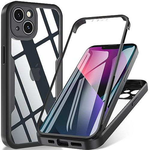 OWKEY for iPhone 13 Case 6.1 inch, 360 Degree Full Body Protective iPhone 13 Phone Cases with Built-in Screen Protector Heavy Duty Shockproof Mil-grade Protection Phone Cover for iPhone 13 (Black)