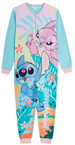 Disney Stitch and Angel Combinaison pyjama en polaire pour enfants, bleu, 11-12 ans