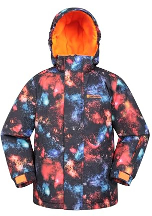 Mountain Warehouse Mogal Printed Kids Waterproof Ski Jacket - Zipped Pockets, Detachable Hood, Snowskirt -Best for Snowboarding, Winter Sports Black 2-3y