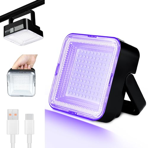 Schwarzlicht Strahler 60W, WINNIW 120 LED UV Schwarzlichtlampe, Wiederaufladbares Dimmbares UV-Licht für Schwarzlichtparty, Neonparty, Halloween, Bodypainting, Fluoreszenzeffekt, Disco