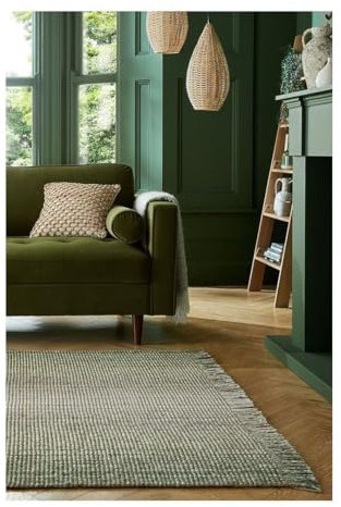 Flair Rugs Moderner Teppich mit Fransen, rechteckig, Jute, Ombre – Design – Grün – Maße: 290 x 200 cm